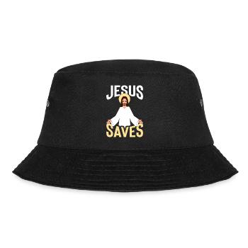 Jesus Saves mit Heiligen schein - Bucket Hat - Schwarz - Vorne - Lela (165cm)