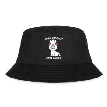 KATZE KOCH KOMM ZUM ESSEN - Bucket Hat - Schwarz - Vorne - Lela (165cm)