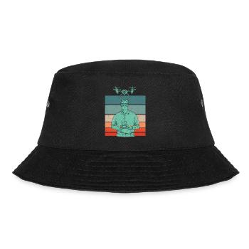 Retro Graphic Drone Flying Quadcopter Pilot RC Dro - Bucket Hat - black - Front - Lela (165cm)