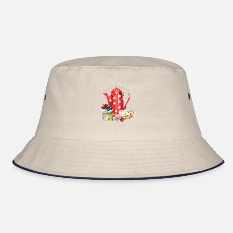 Tea drinker, tea with teapot and cupcake Bucket Hat