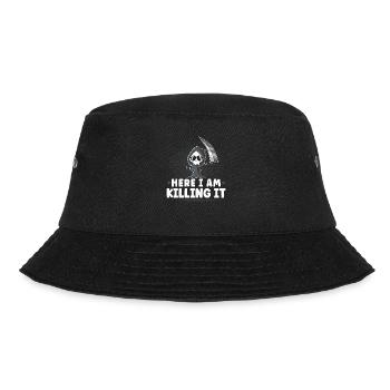 Funny Grim Reaper, Here I Am Killing It, Goth Dark - Bucket Hat - Schwarz - Vorne - Lela (165cm)