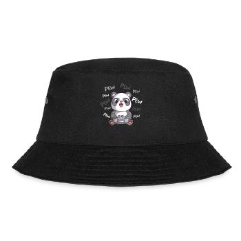 Pew Pew Pew Niedlicher Panda Gamer Zocker Gaming - Bucket Hat - Schwarz - Vorne - Lela (165cm)