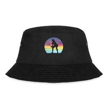 Women's Tennis Player Silhouette Girls Cute - Bucket Hat - black - Front - Lela (165cm)