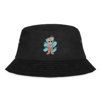 Süße Maus spielt Badminton Lustiger Hobbysport - Bucket Hat - Schwarz - Vorne - Lela (165cm)