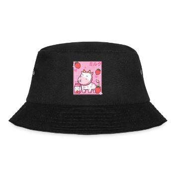 Kawaii Rosa Erdbeere Kuhmilch Shake Otaku Anime - Bucket Hat - Schwarz - Vorne - Lela (165cm)