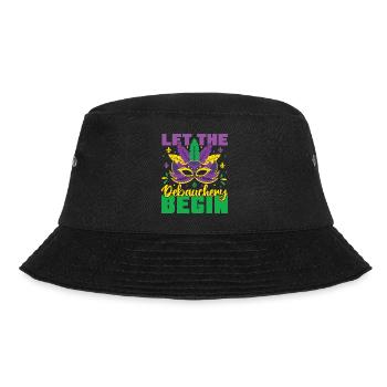Lass die Ausschweifungen beginnen Lustiger Mardi Gras für Erwachsene - Bucket Hat - Schwarz - Vorne - Lela (165cm)