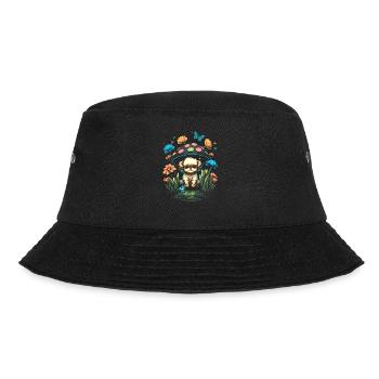 Cottagecore Aesthetic Mushroom Puppy Dog - Bucket Hat - Schwarz - Vorne - Lela (165cm)