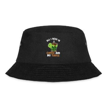 Coffee and my Turtle Landschildkröte Schildkröte - Bucket Hat - Schwarz - Vorne - Lela (165cm)