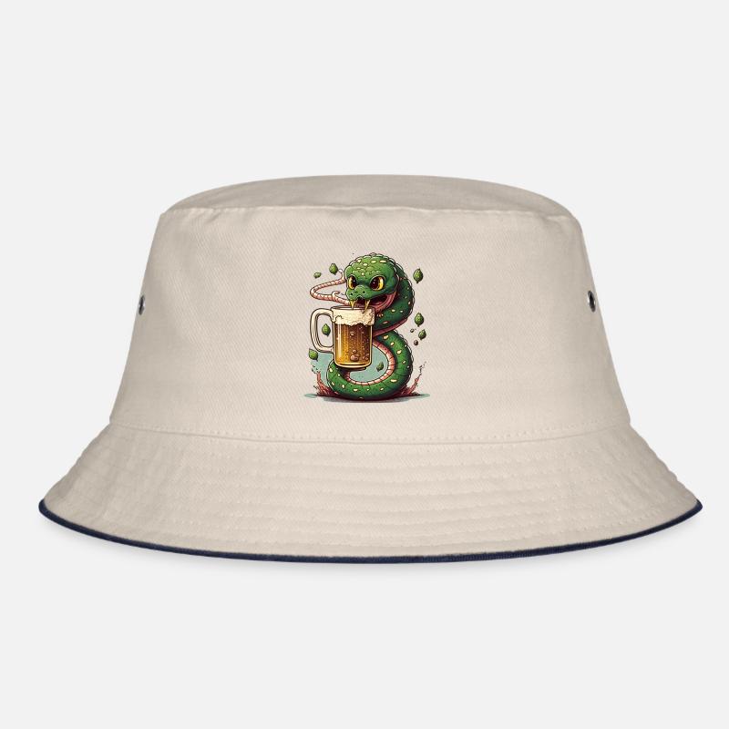Coole Bier Schlange Comic Illustration Bucket Hat