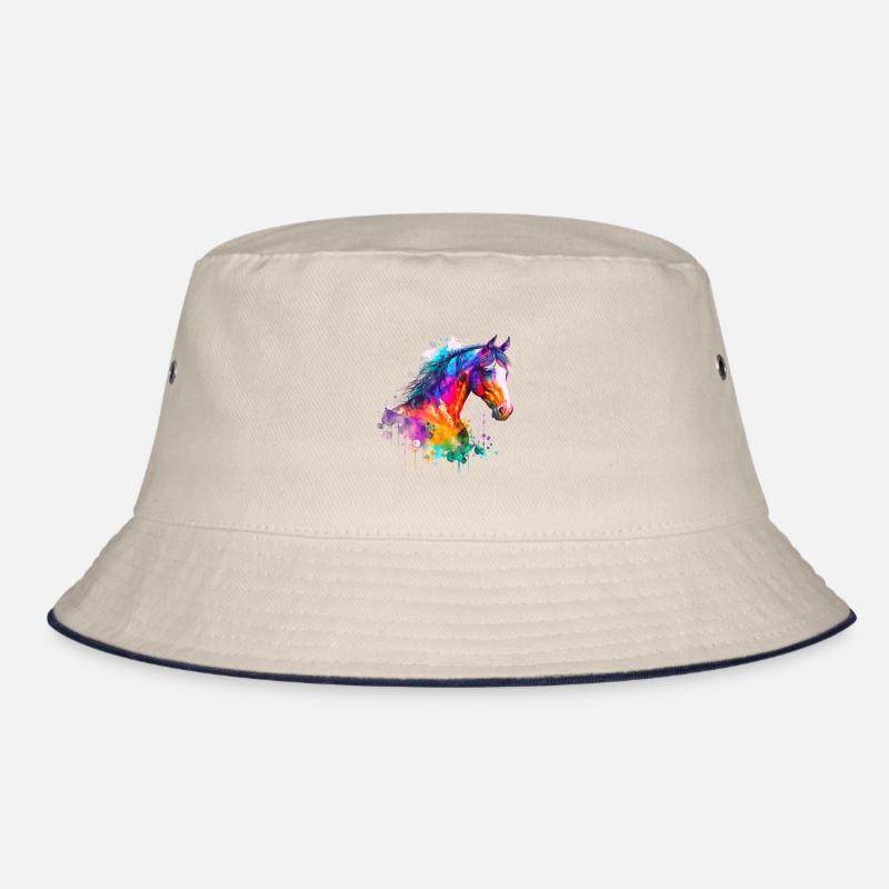 Idee Leidenschaft Pferde Reiter Aquarell Spritzer Bucket Hat