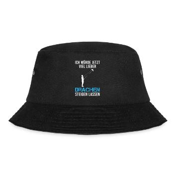Drachenfliegen Drachensteigen Spruch Geschenk - Bucket Hat - Schwarz - Vorne - Lela (165cm)