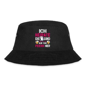 Frauen JGA Braut T-Shirt Junggesellinnenabschied - Bucket Hat - Schwarz - Vorne - Lela (165cm)