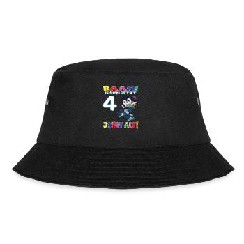 Bääm Ich Bin Jetzt 4 Jahre Alt Geburtstag Pinguin - Bucket Hat - Schwarz - Vorne - Lela (165cm)