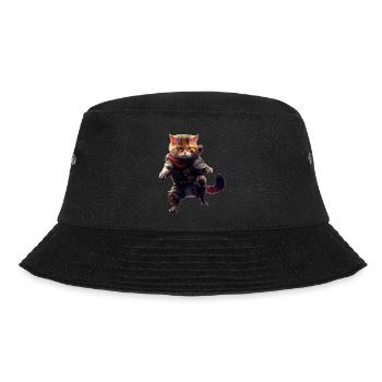 Angezogene Miezekatze in Kleidung bereit zum Kampf - Bucket Hat - Schwarz - Vorne - Lela (165cm)