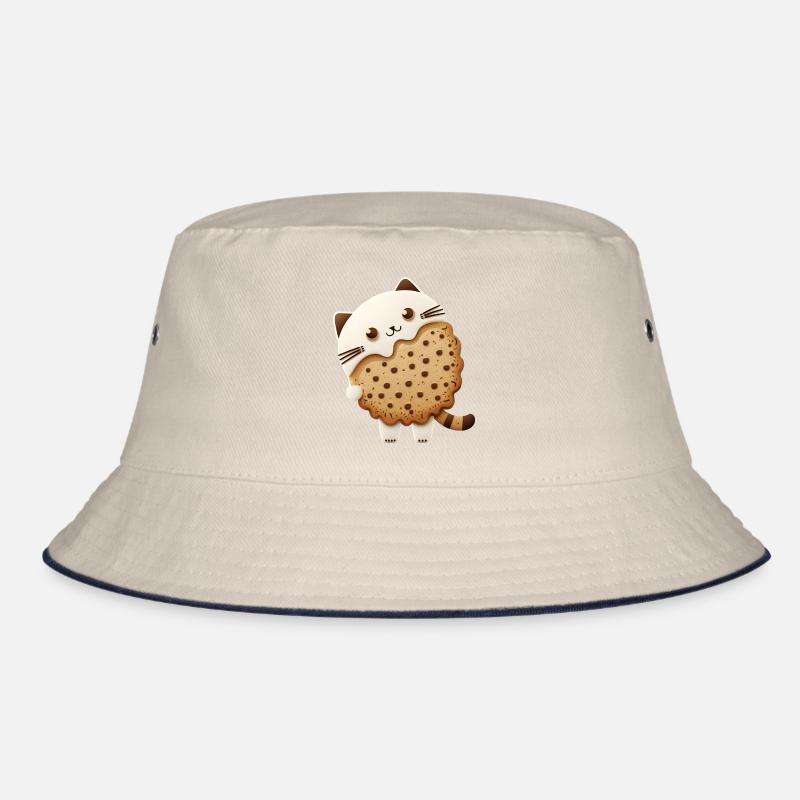 Kawaii biscuit cat with chocolate chips Bucket Hat