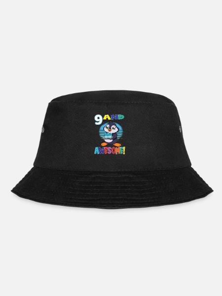 9 And Awesome Birthday Penguin Birthday Cake - Bucket Hat - Schwarz