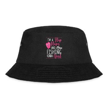 I'm a flip flops and fishing Kinda Girl Funny - Bucket Hat - black - Front - Lela (165cm)
