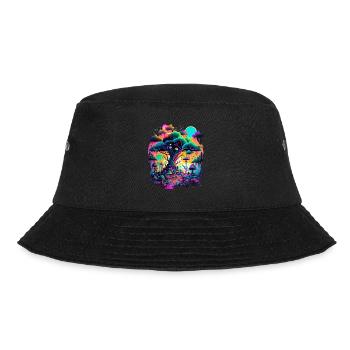 Futuristische Fantasy Pilzlandschaft Pilze - Bucket Hat - Schwarz - Vorne - Lela (165cm)
