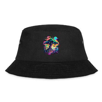 Futuristische Fantasy Pilzlandschaft Pilze - Bucket Hat - Schwarz - Vorne - Lela (165cm)