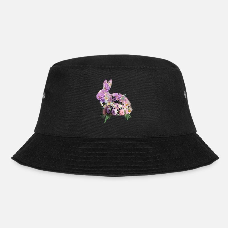 Blumen Osterhase - Bucket Hat - Schwarz