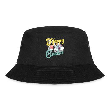Bunny Happy Easter Day Spring Hunt Eggs Rabbit - Bucket Hat - black - Front - Lela (165cm)