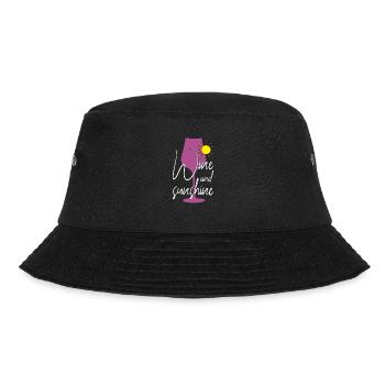 Wine Sun Sunshine Saying - Bucket Hat - black - Front - Lela (165cm)