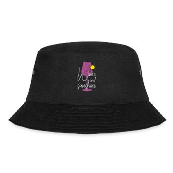 Wine Sun Sunshine Saying - Bucket Hat - black - Front - Lela (165cm)