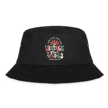 1963 Jubiläum 60 Jahre Jahrgang - Bucket Hat - Schwarz - Vorne - Lela (165cm)
