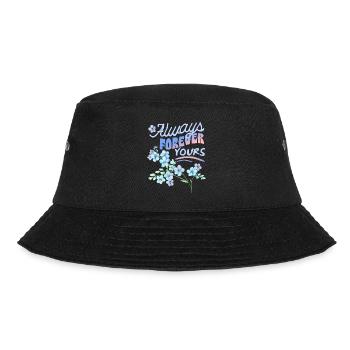 Vergiss-mein-nicht, Vergissmeinnicht, Valentinstag - Bucket Hat - Schwarz - Vorne - Lela (165cm)