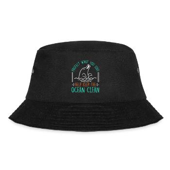 Keep it Clean Save the Ocean Artenschutz Umwelt - Bucket Hat - Schwarz - Vorne - Lela (165cm)