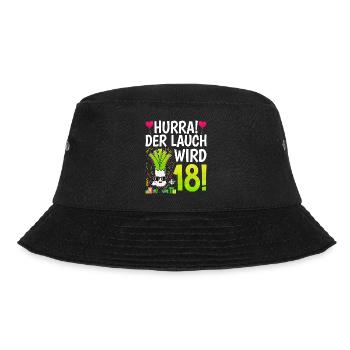 Hurra der Lauch wird 18 Geburtstag - Bucket Hat - Schwarz - Vorne - Lela (165cm)