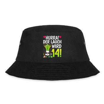 Hurra der Lauch wird 14 - Bucket Hat - Schwarz - Vorne - Lela (165cm)