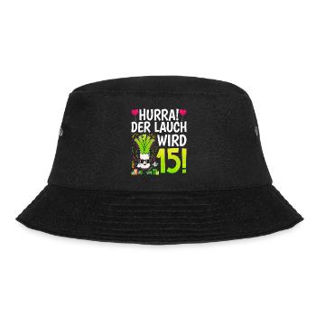Hurra der Lauch wird 15 - Bucket Hat - Schwarz - Vorne - Lela (165cm)