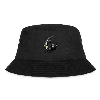 Black Cat with Crescent Moon - Gothic Gothic - Bucket Hat - black - Front - Lela (165cm)