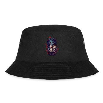 Gruselige Goth-Puppe mit Teddybär - Gothic - Bucket Hat - Schwarz - Vorne - Lela (165cm)