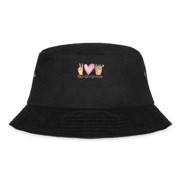 Frieden Liebe Gartenarbeit Lustige Blumen Garten - Bucket Hat - Schwarz - Vorne - Lela (165cm)
