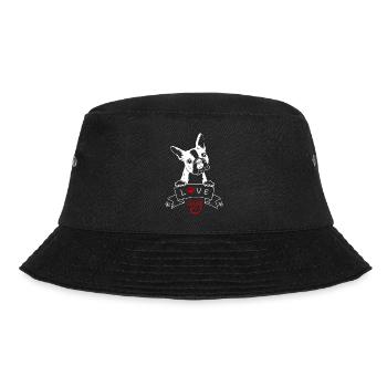 Love Dog Bulldog - Weiß - Bucket Hat - Schwarz - Vorne - Lela (165cm)
