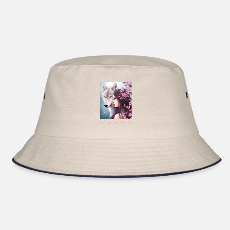 Nur ein Mädchen, das Wölfe liebt Wolf Kirschblüte Bucket Hat