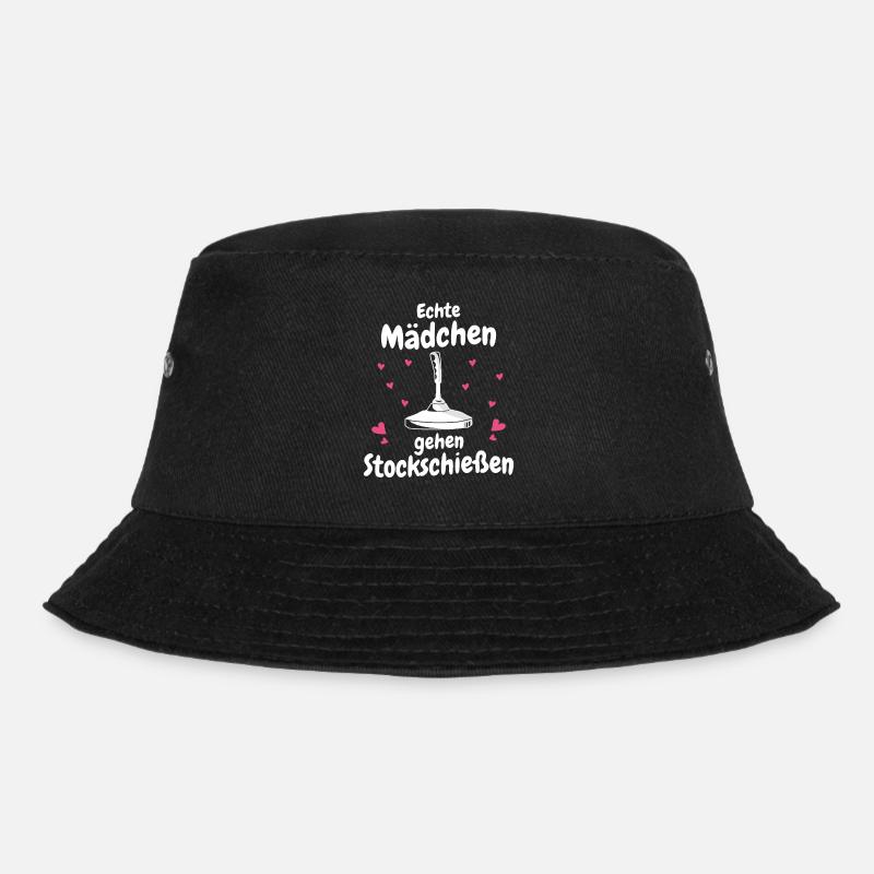 Stockschütze Eisstockschießen Eisstock - Bucket Hat - Schwarz