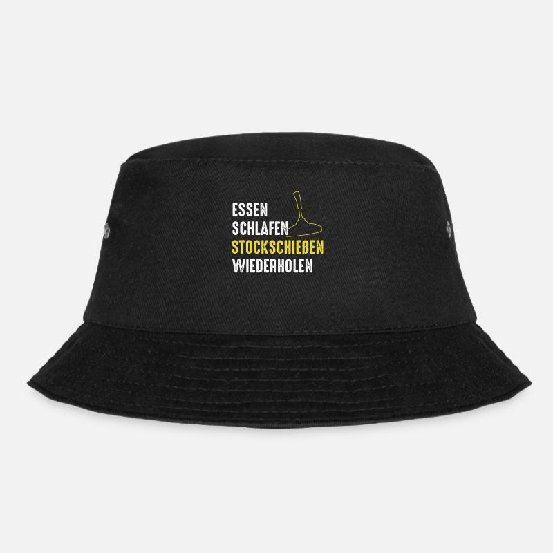 Stockschütze Eisstockschießen Eisstock - Bucket Hat - Schwarz