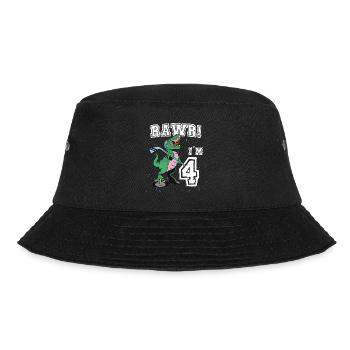 Rawr I'm 4 4th Birthday Party T Rex Dinosaur - Bucket Hat - black - Front - Lela (165cm)