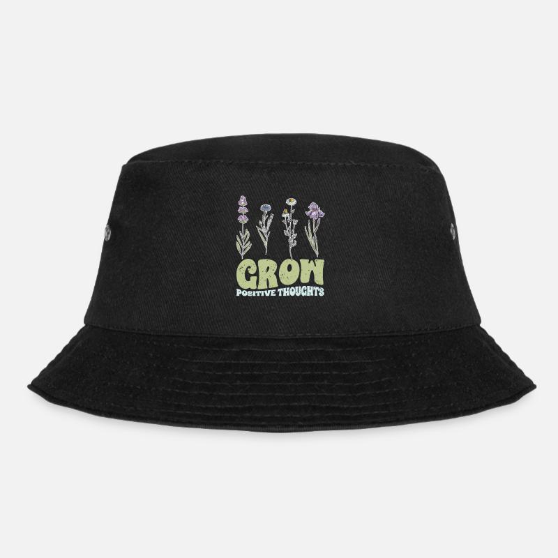 Vintage Grow Positive Thoughts Plant Lover - Bucket Hat - Schwarz