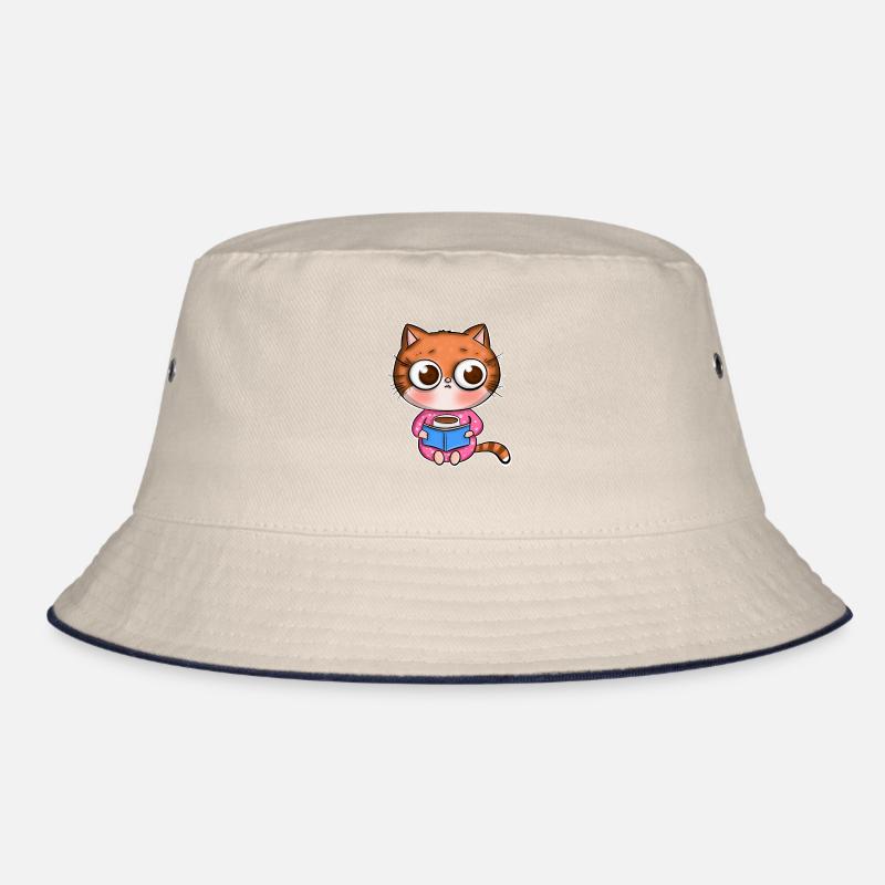 Cat Reading Books Book Bucket Hat