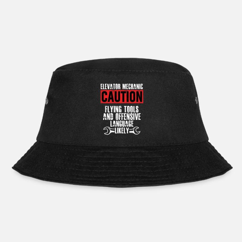 Elevator Mechanic Flying Tools Technician - Bucket Hat - Schwarz