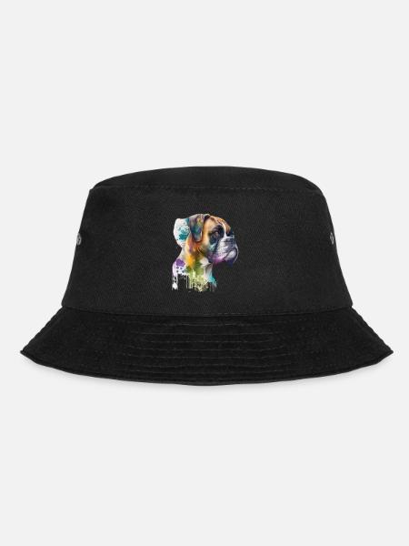 Deutscher Boxer Hund Wasserfarbe Design - Bucket Hat - Schwarz