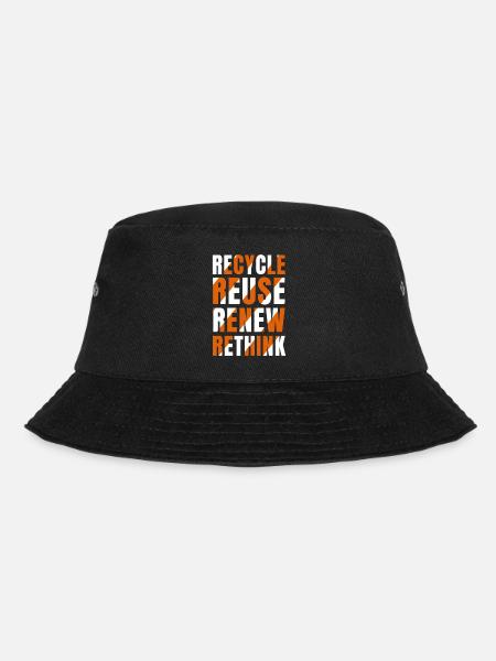 Recycle Reuse Renew Rethink - Bucket Hat - black