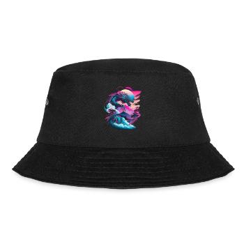 Drache Vaporwave Abstrakte Landschaft Mond Baum - Bucket Hat - Schwarz - Vorne - Lela (165cm)