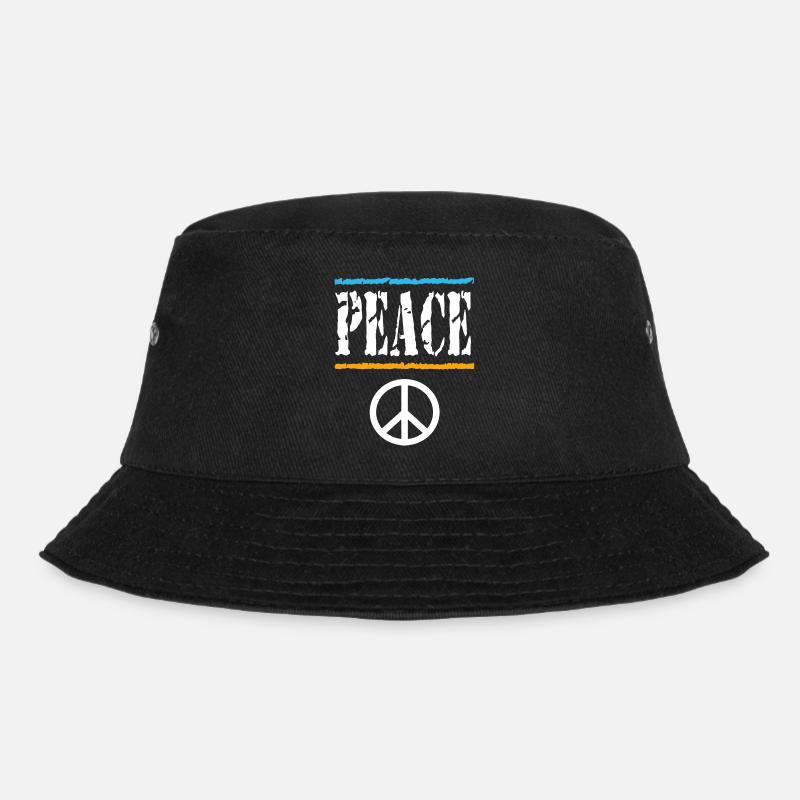 Retro Peace Vibes Tee - Bucket Hat - black