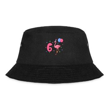 Mit Flamingo - Mädchen Geburtstag 6 Jahre - Bucket Hat - Schwarz - Vorne - Lela (165cm)