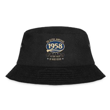 65. Geburtstag 1958 Guter Jahrgang - Bucket Hat - Schwarz - Vorne - Lela (165cm)